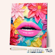 Floral Whisper Lips paint by numbers kit