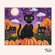 Midnight Pumpkin Cat paint by numbers kit