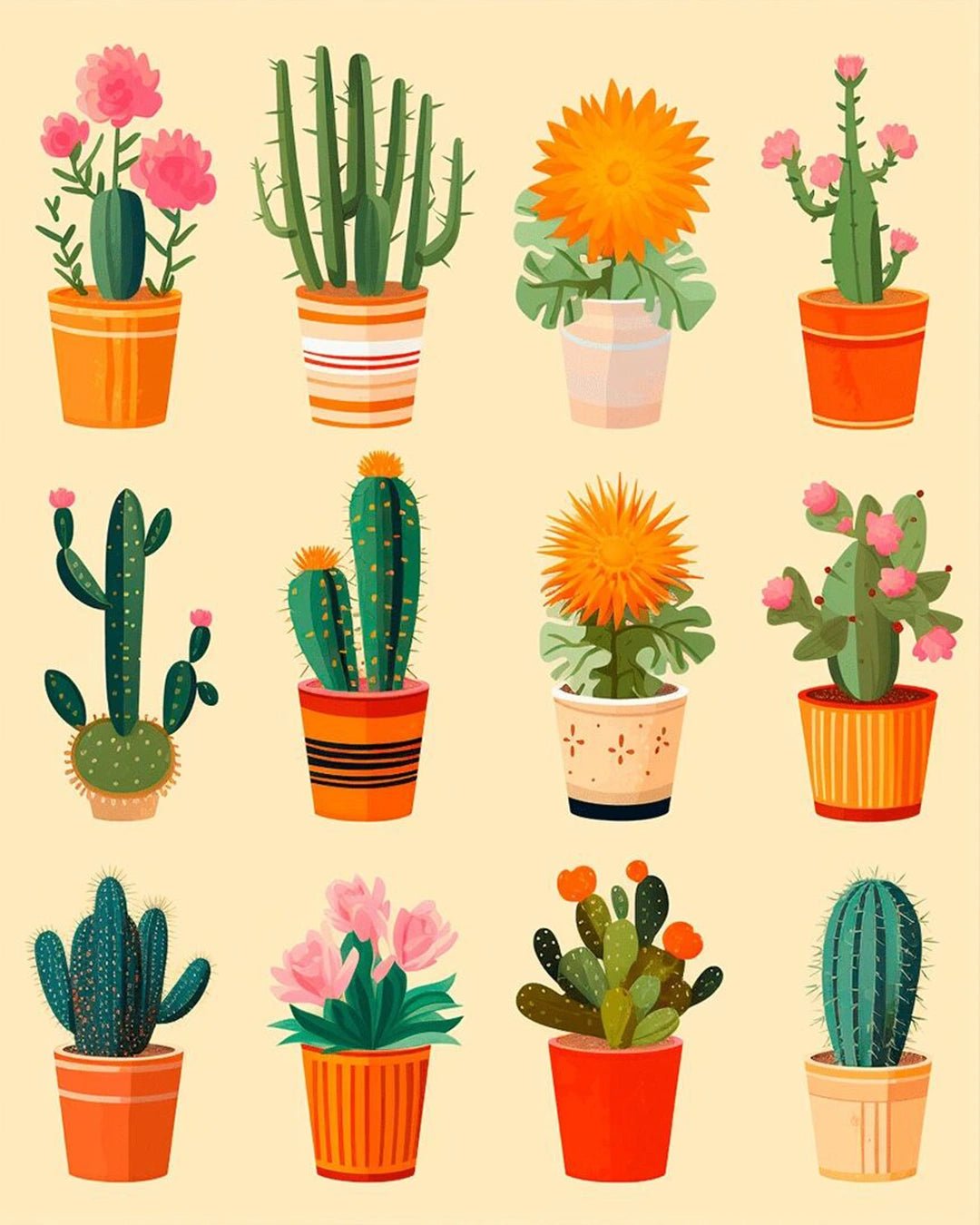 Cactus Collection paint by numbers kit