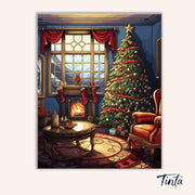 Cozy Christmas Living Room paint by numbers kit