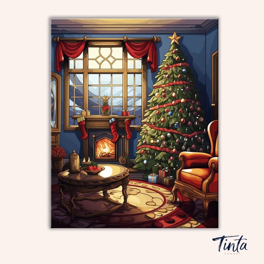 Cozy Christmas Living Room paint by numbers kit