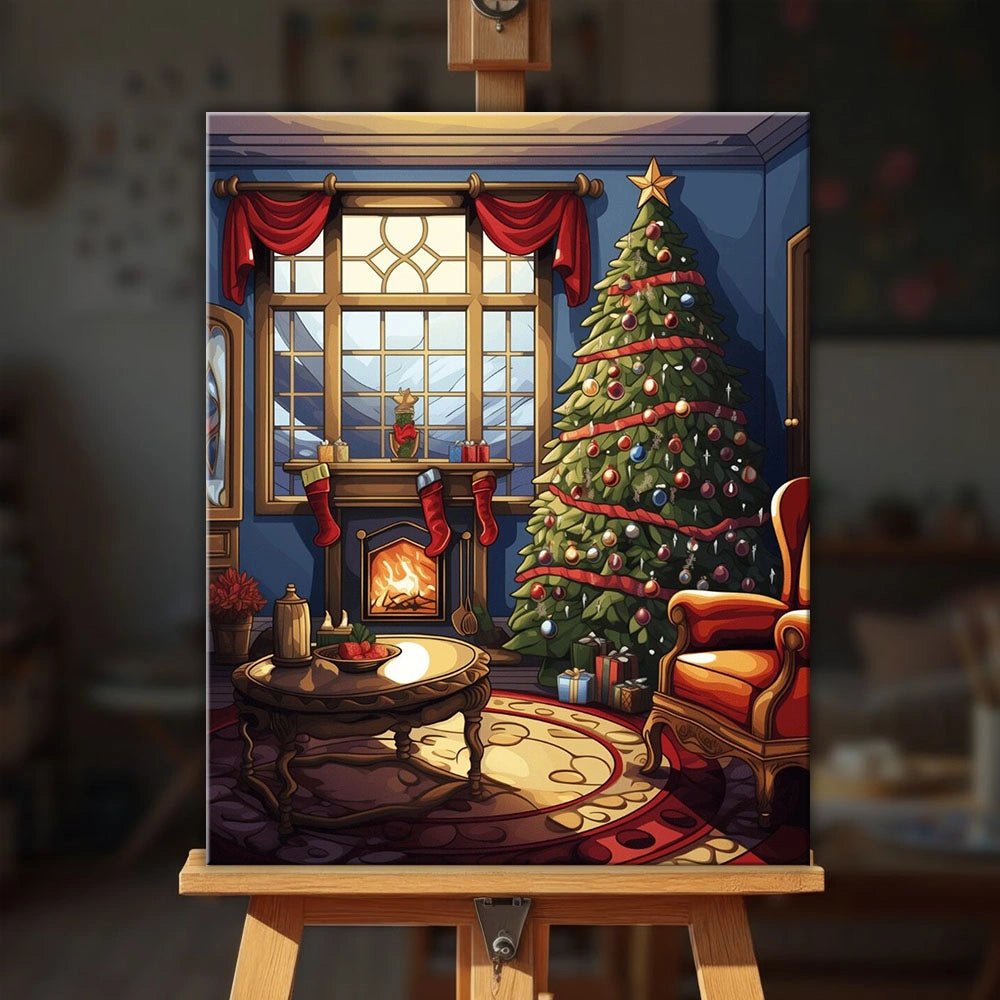 Cozy Christmas Living Room paint by numbers kit