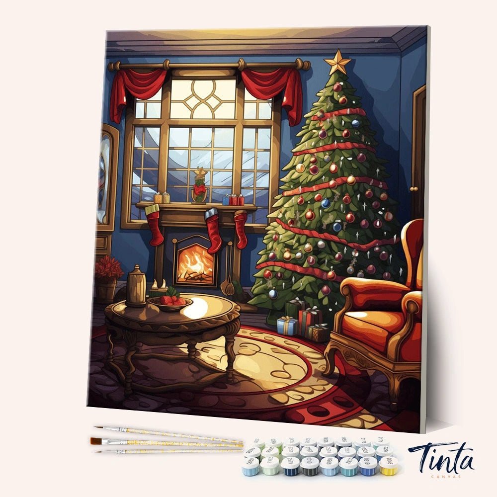 Cozy Christmas Living Room paint by numbers kit