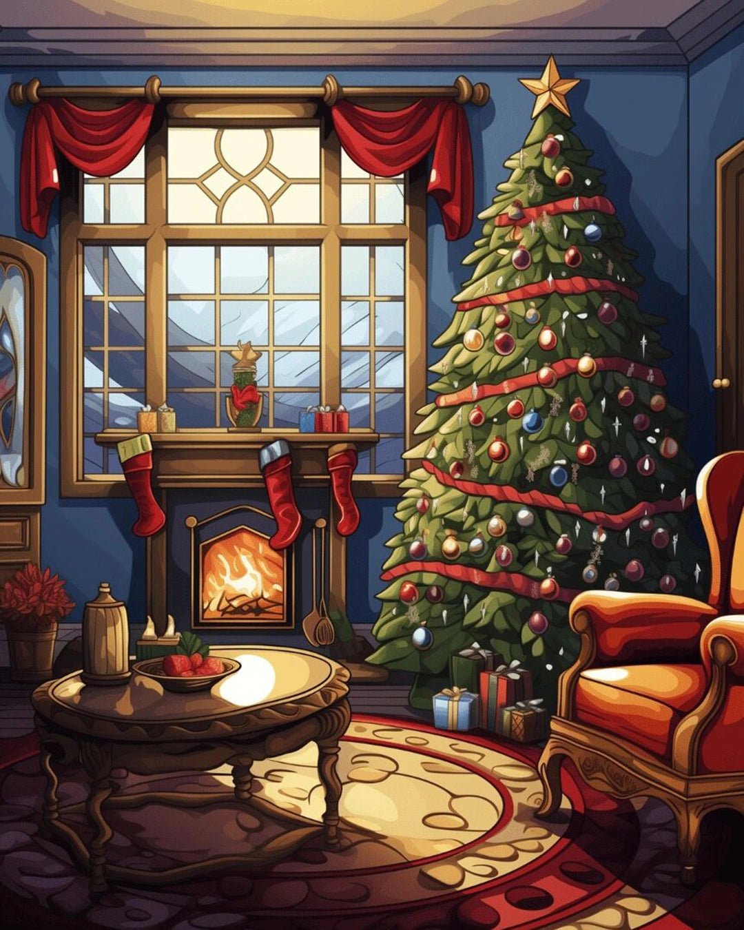 Cozy Christmas Living Room paint by numbers kit