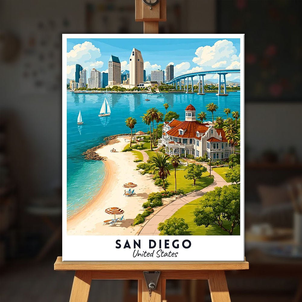 San Diego - Travel Poster paint by numbers kit