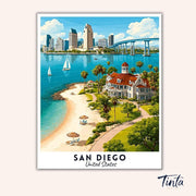 San Diego - Travel Poster paint by numbers kit