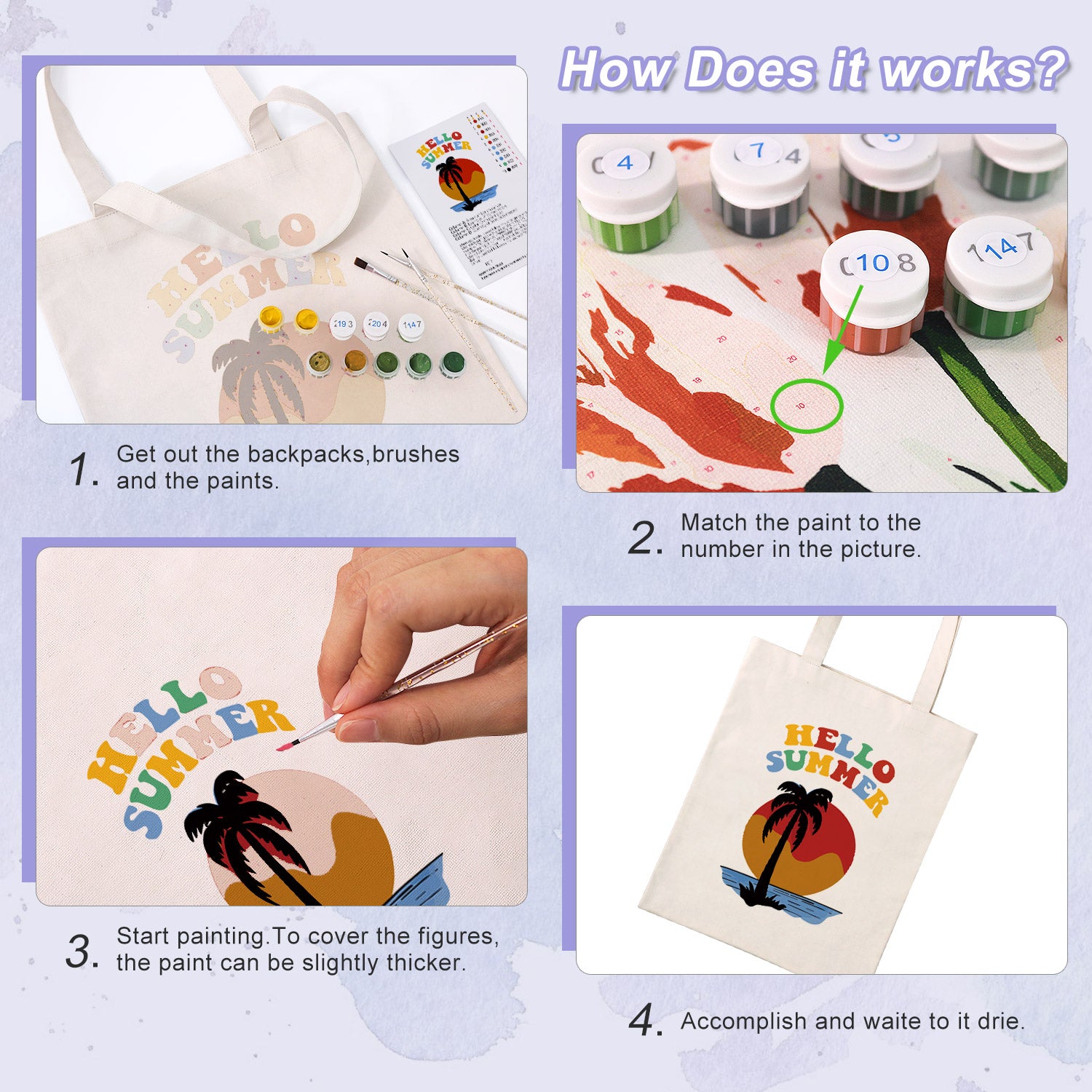 Hello Summer Carry Bag paint by numbers kit