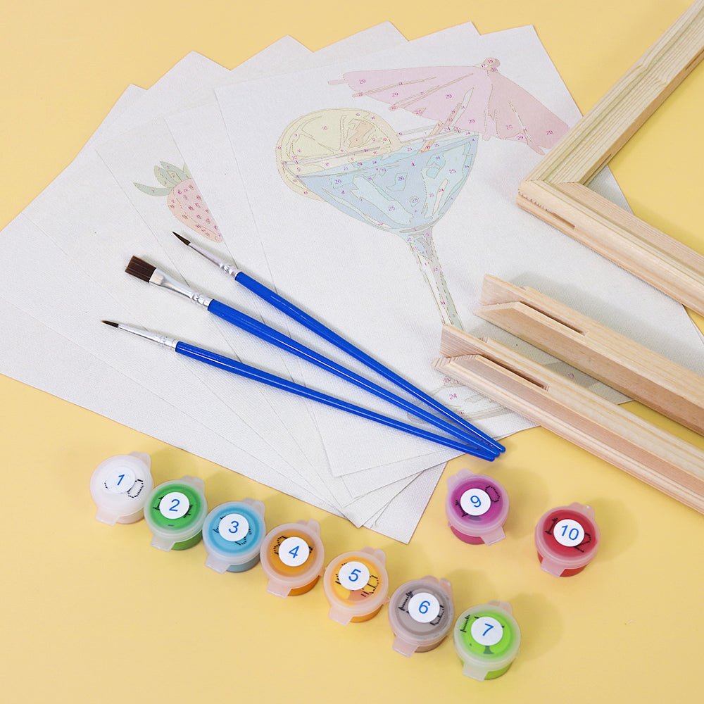 Sunlit Sips - Mini Paint by Numbers Kit (6 Pieces) paint by numbers kit