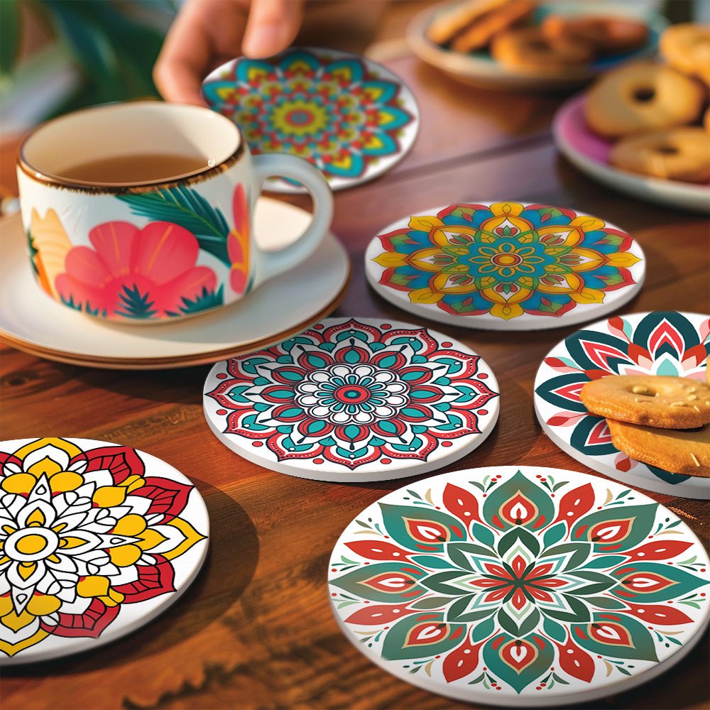 Colorful Mandala Patterns - Coasters Paint by Numbers Kit (6 Pieces) paint by numbers kit