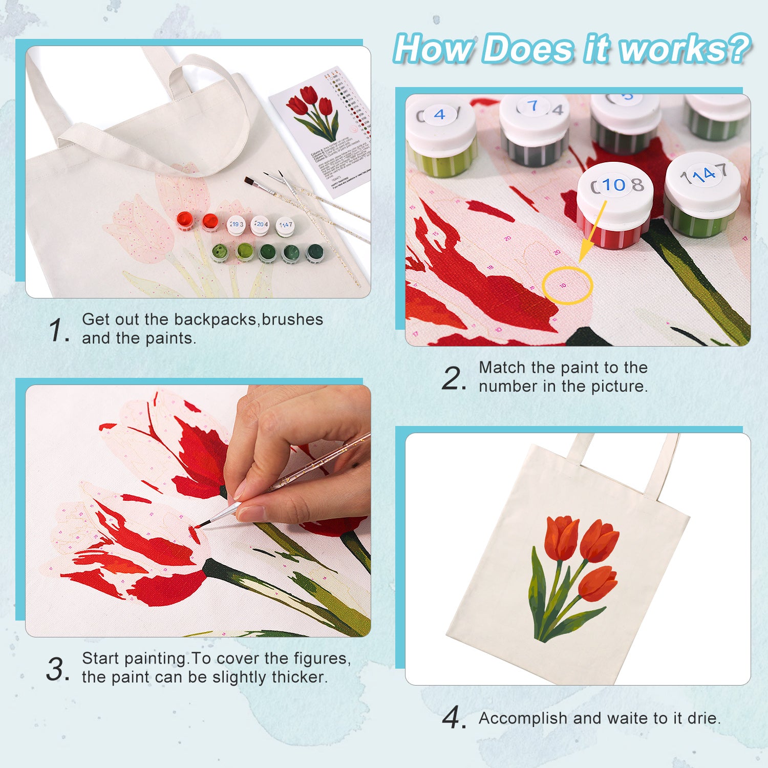 Scarlet Tulip Carry Bag paint by numbers kit