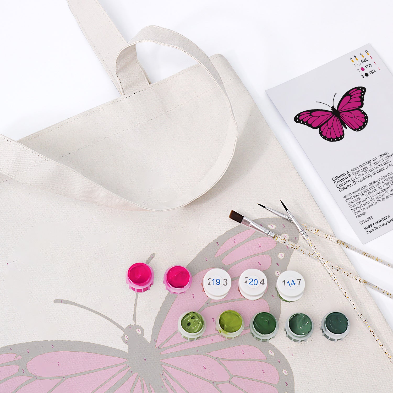 Blush Butterfly Carry Bag paint by numbers kit