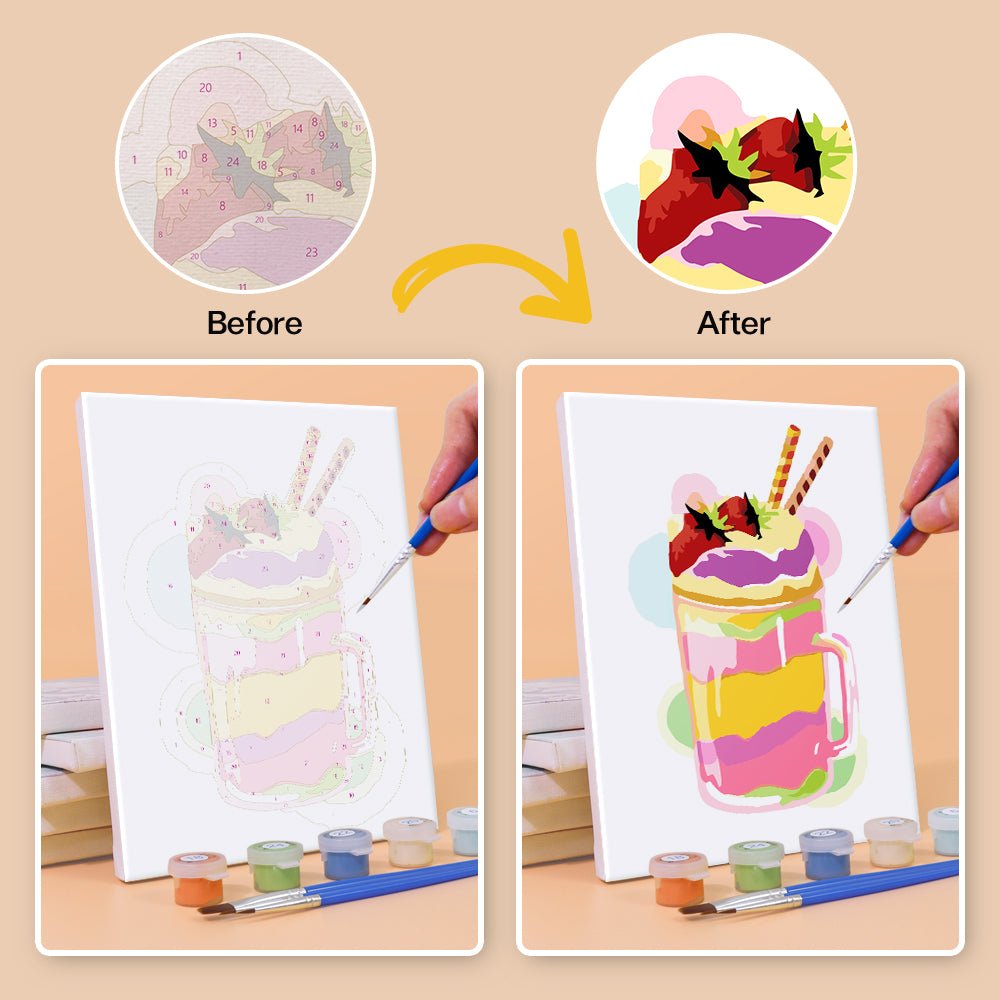 Sweet Sundae Sips - Mini Paint by Numbers Kit (6 Pieces) paint by numbers kit