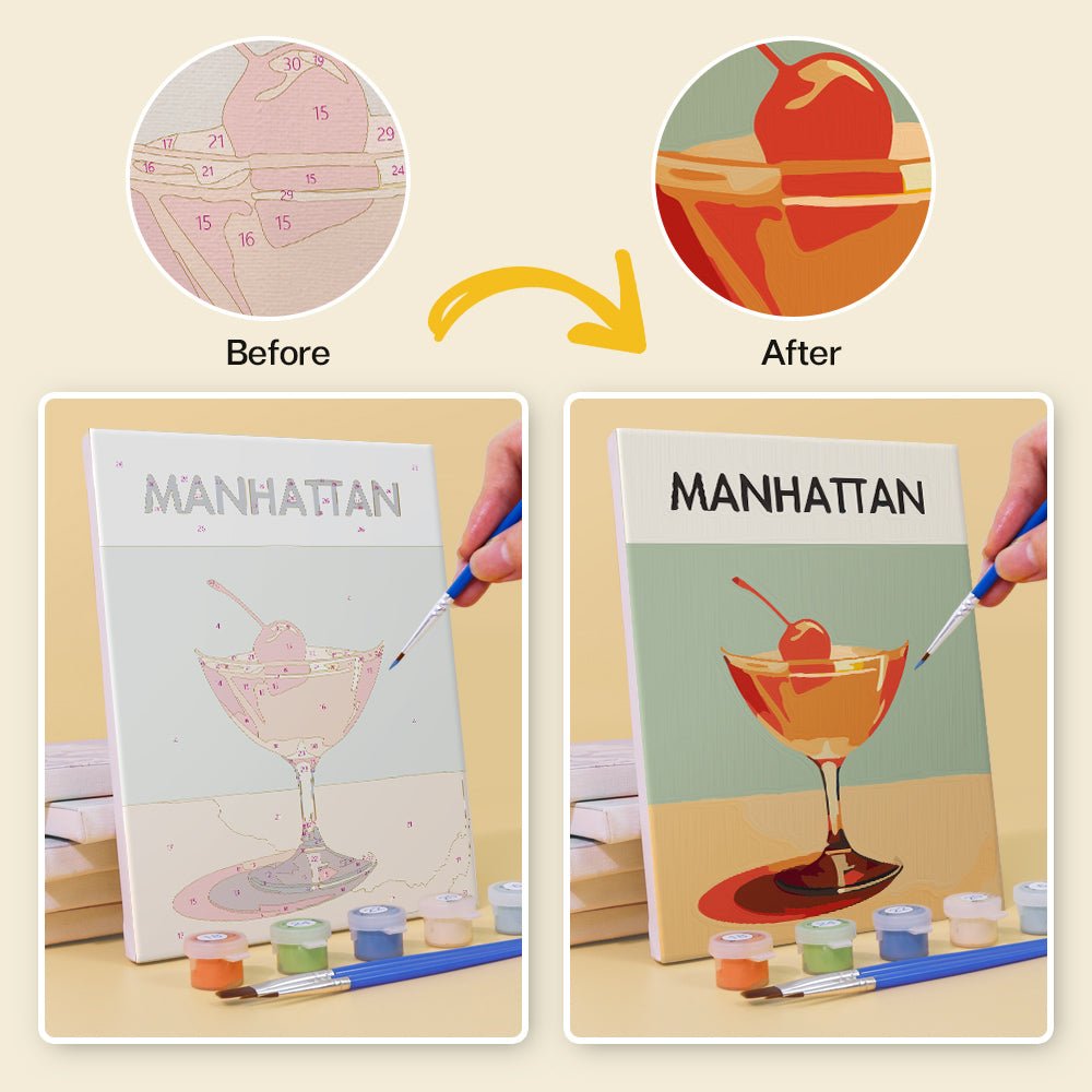 Sip & Paint Cocktails - Mini Paint by Numbers Kit (6 Pieces) paint by numbers kit