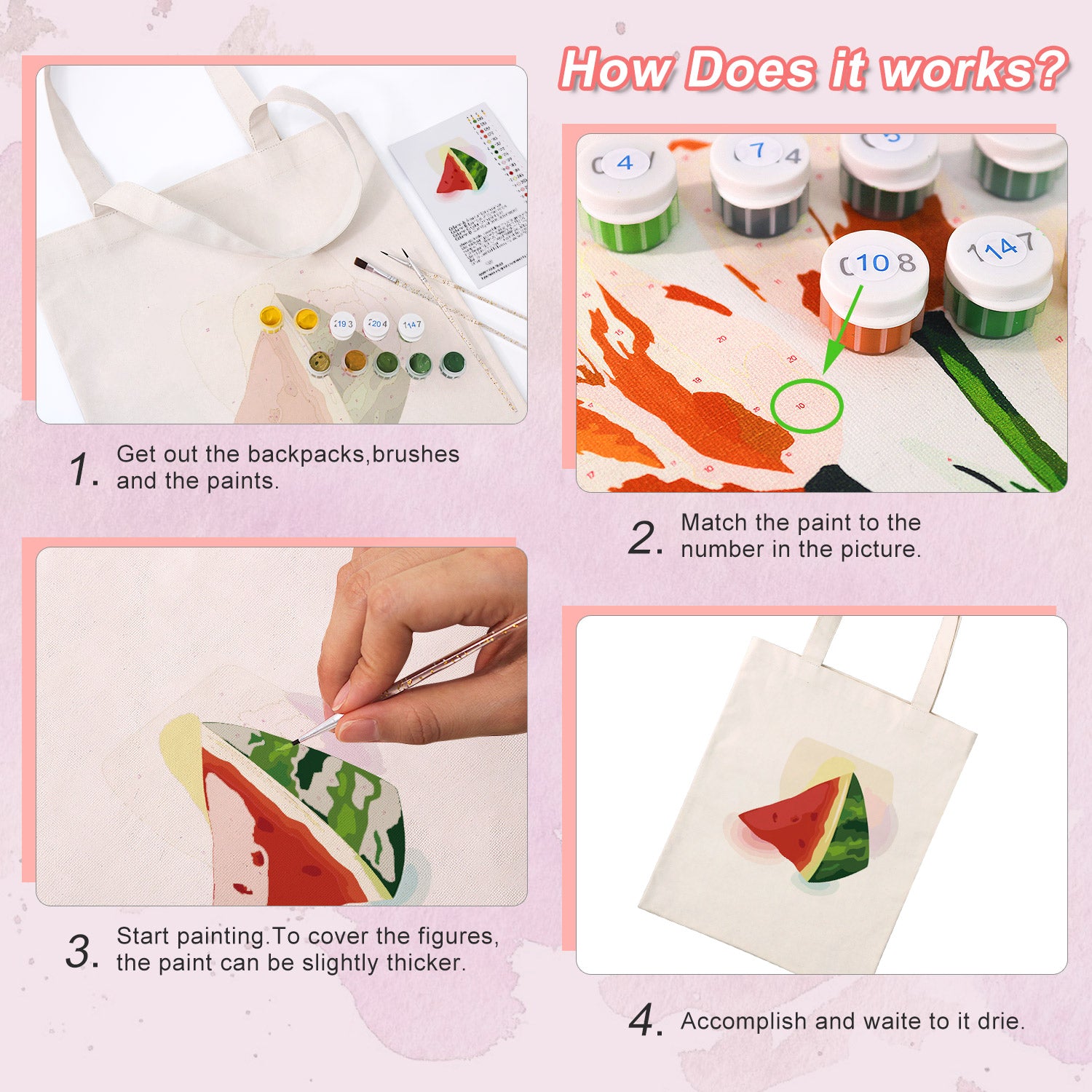 Juicy Watermelon Carry Bag paint by numbers kit