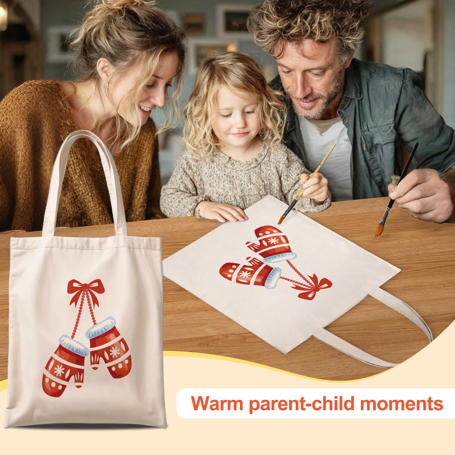 Festive Mittens Carry Bag paint by numbers kit