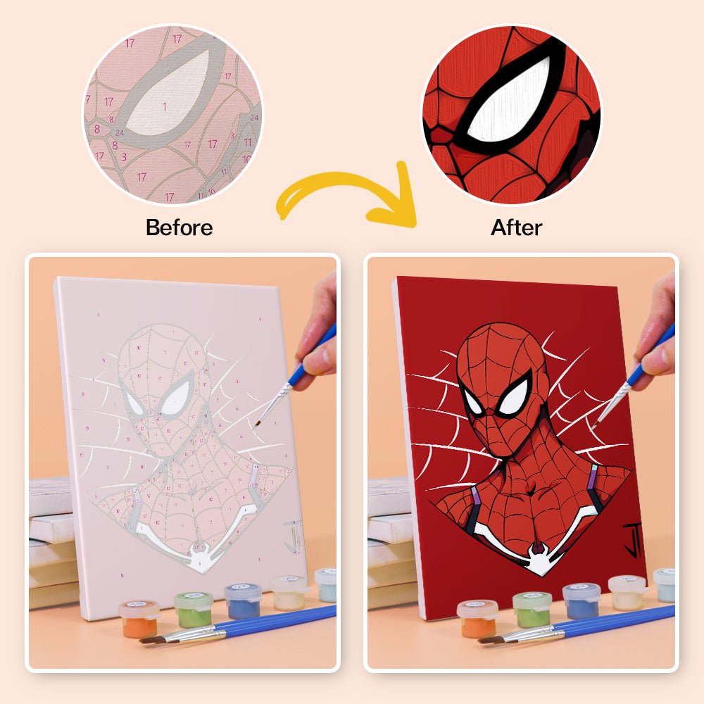 Spider Hero Minis - Mini Paint by Numbers Kit (6 Pieces) paint by numbers kit