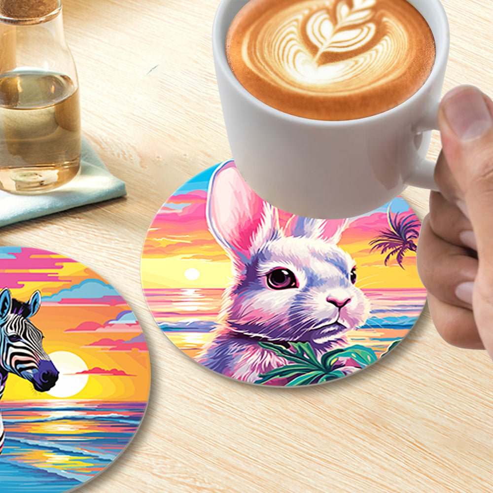 Sunset Wildlife - Coasters Paint by Numbers Kit (6 Pieces) paint by numbers kit