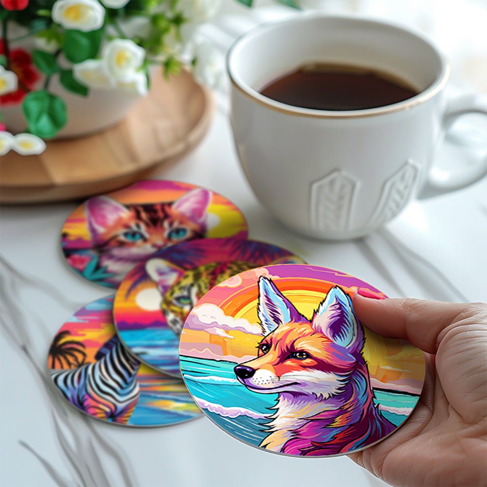 Sunset Wildlife - Coasters Paint by Numbers Kit (6 Pieces) paint by numbers kit