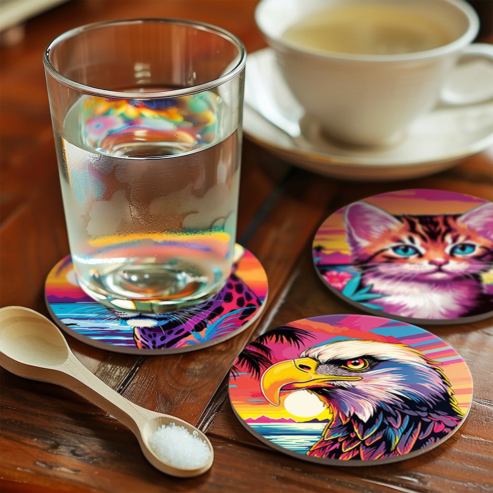 Sunset Wildlife - Coasters Paint by Numbers Kit (6 Pieces) paint by numbers kit