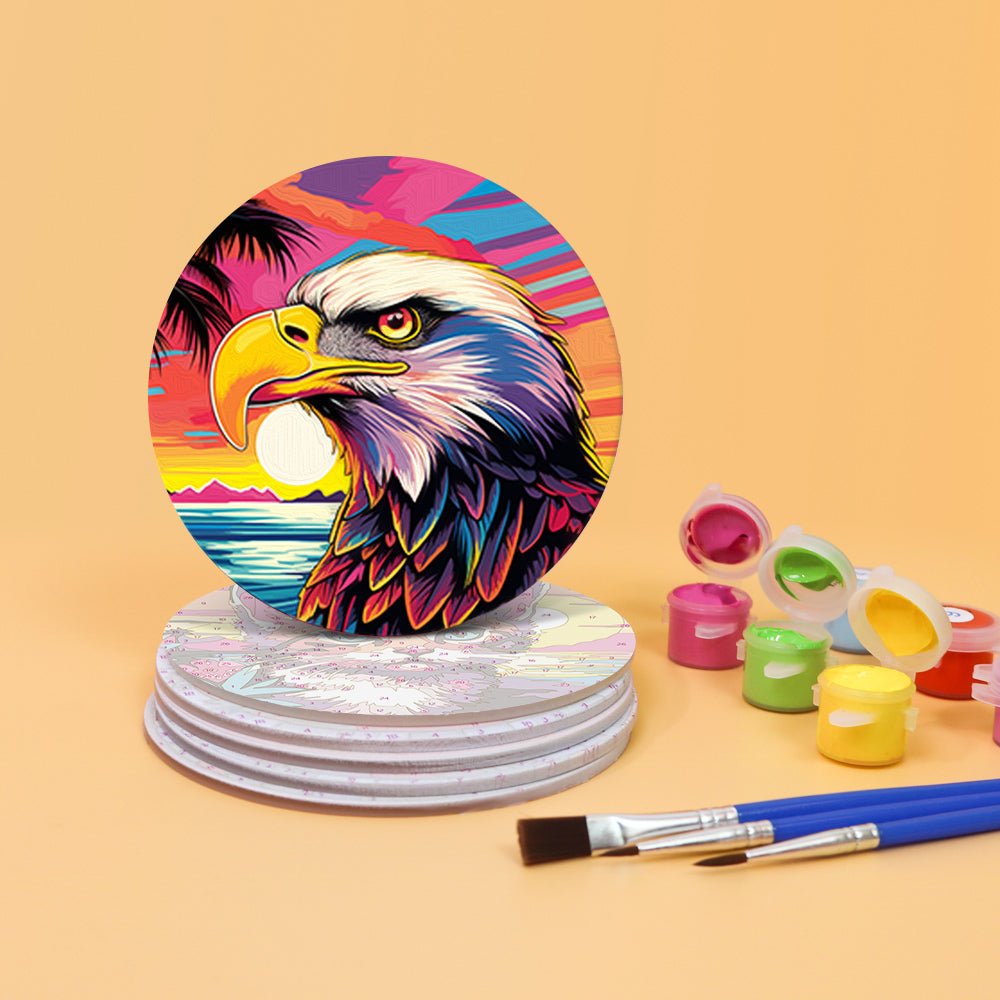 Sunset Wildlife - Coasters Paint by Numbers Kit (6 Pieces) paint by numbers kit