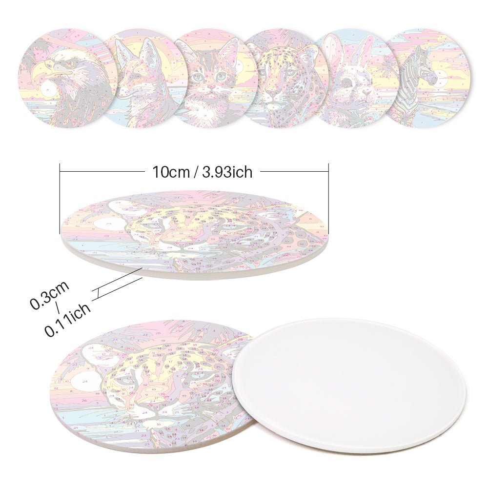 Sunset Wildlife - Coasters Paint by Numbers Kit (6 Pieces) paint by numbers kit