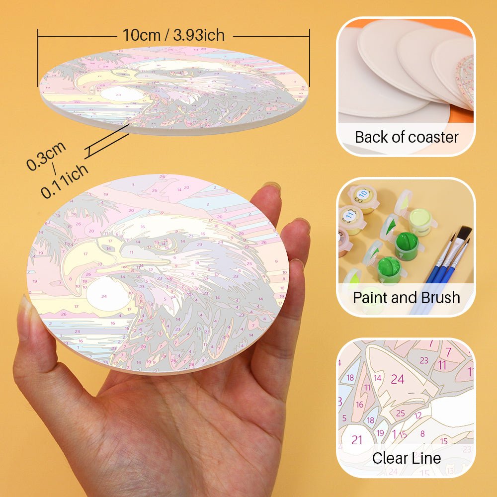 Sunset Wildlife - Coasters Paint by Numbers Kit (6 Pieces) paint by numbers kit