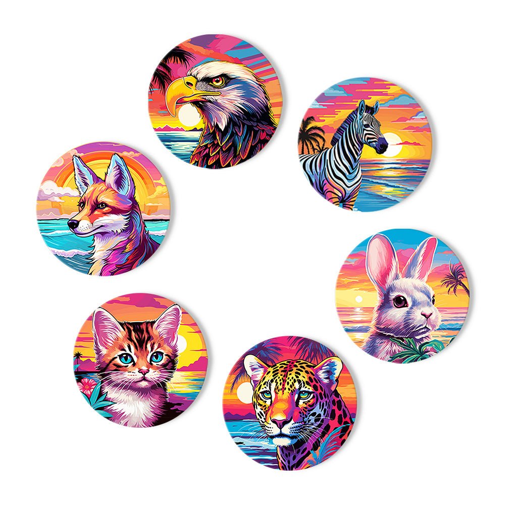 Sunset Wildlife - Coasters Paint by Numbers Kit (6 Pieces) paint by numbers kit