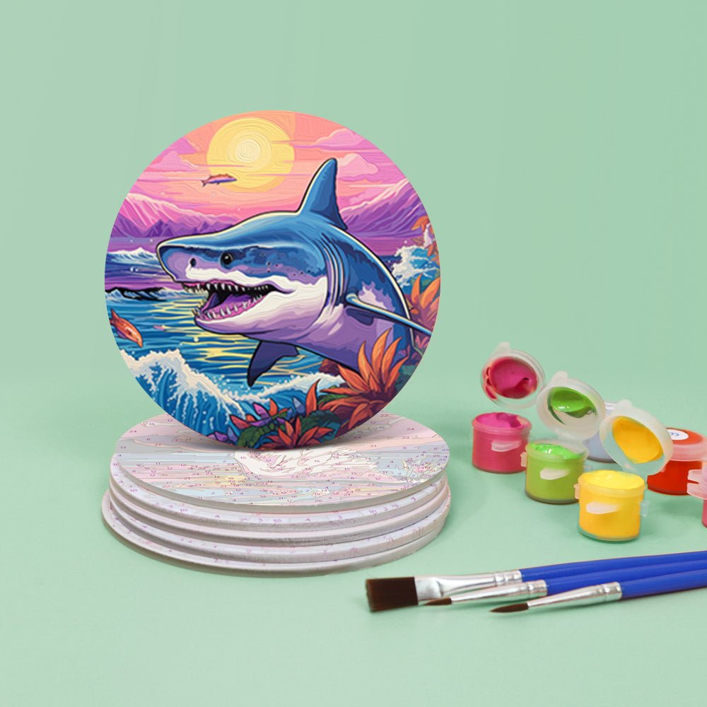 Ocean Sunset Creatures - Coasters Paint by Numbers Kit (6 Pieces) paint by numbers kit