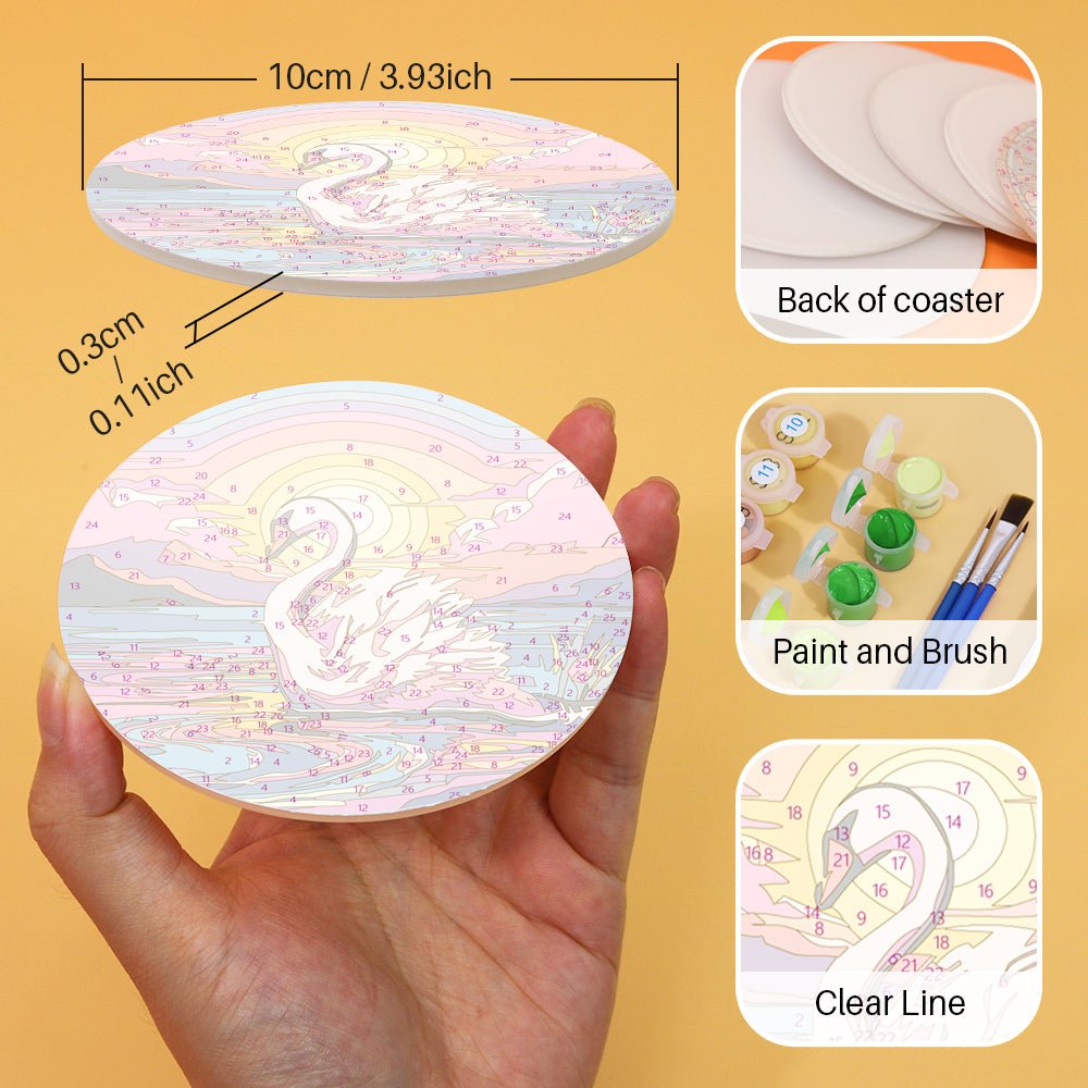 Ocean Sunset Creatures - Coasters Paint by Numbers Kit (6 Pieces) paint by numbers kit