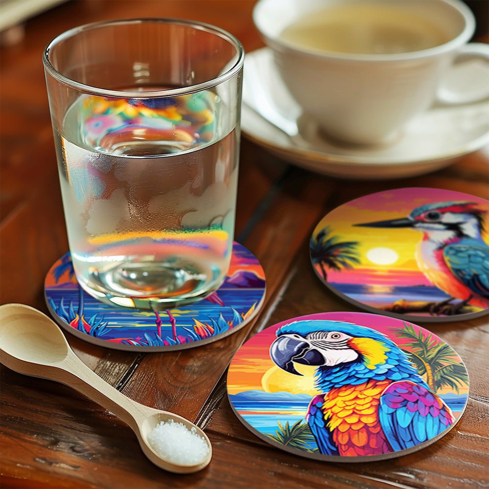Tropical Birds Sunset - Coasters Paint by Numbers Kit (6 Pieces) paint by numbers kit