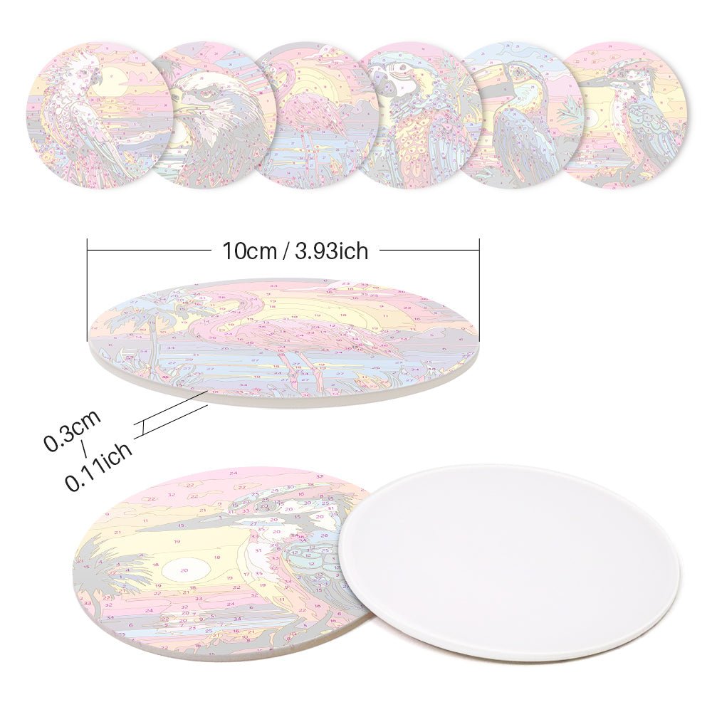 Tropical Birds Sunset - Coasters Paint by Numbers Kit (6 Pieces) paint by numbers kit