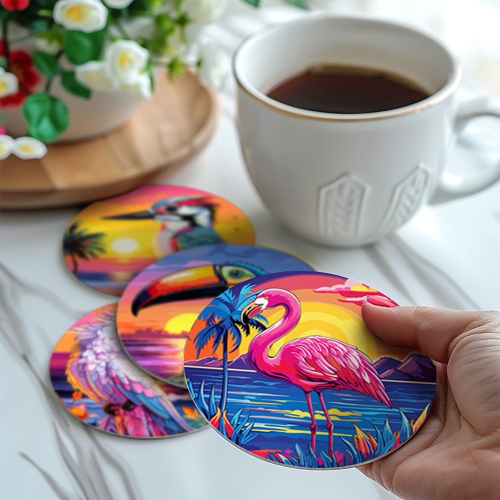 Tropical Birds Sunset - Coasters Paint by Numbers Kit (6 Pieces) paint by numbers kit