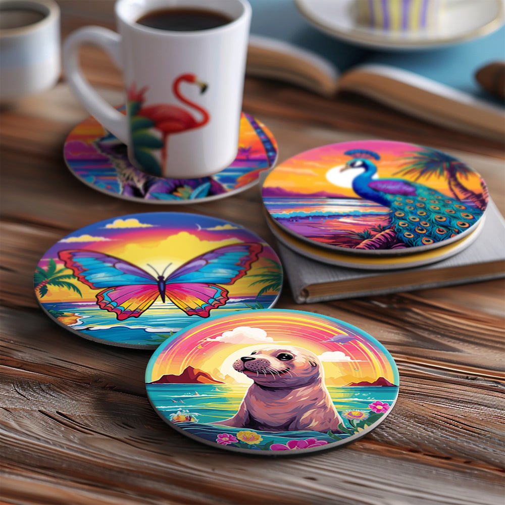 Colorful Nature Wildlife - Coasters Paint by Numbers Kit (6 Pieces) paint by numbers kit