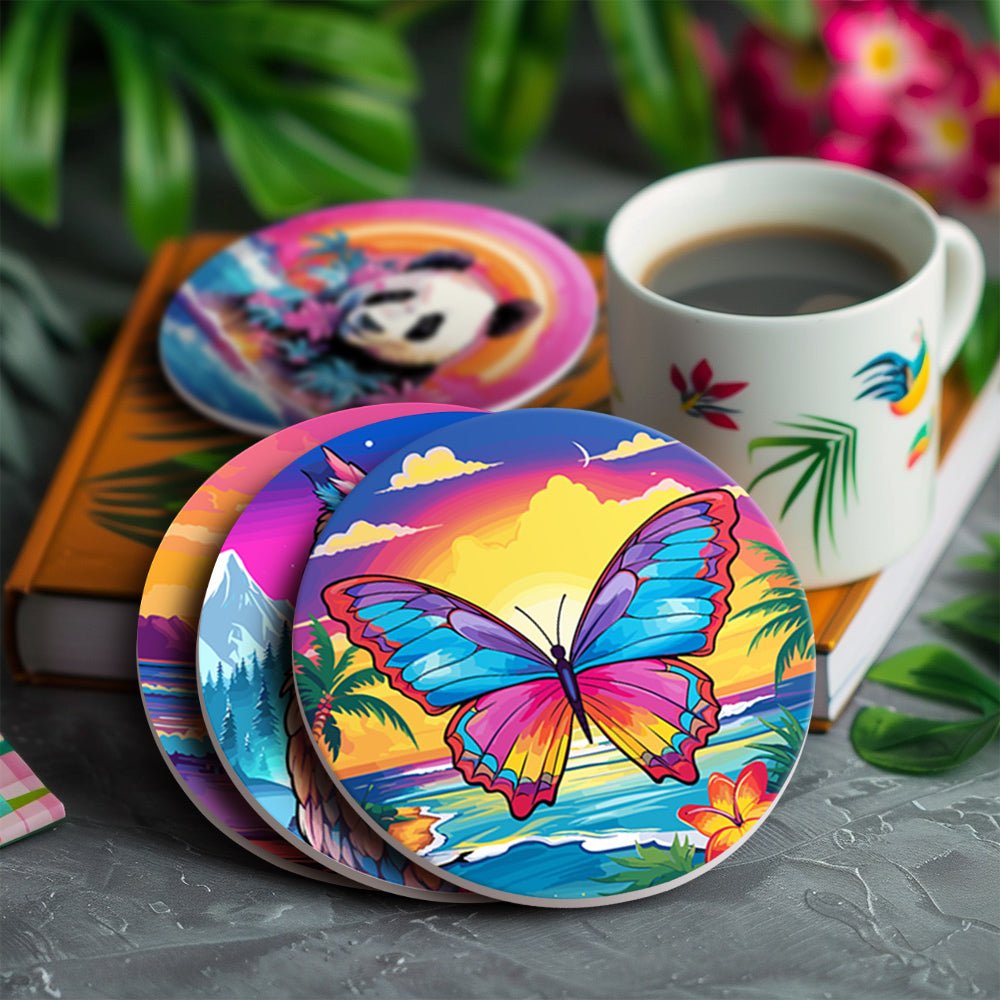 Colorful Nature Wildlife - Coasters Paint by Numbers Kit (6 Pieces) paint by numbers kit