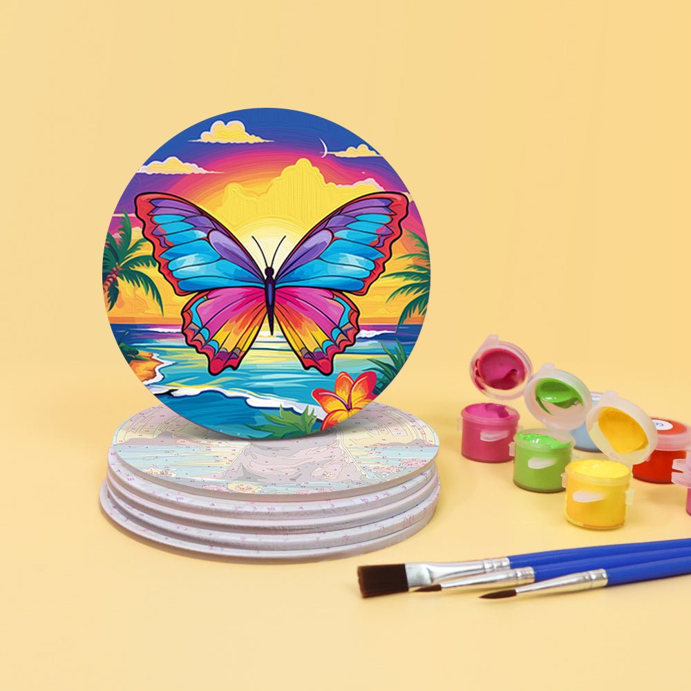 Colorful Nature Wildlife - Coasters Paint by Numbers Kit (6 Pieces) paint by numbers kit