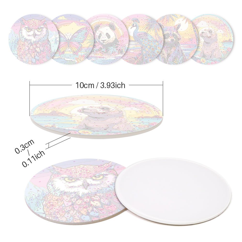 Colorful Nature Wildlife - Coasters Paint by Numbers Kit (6 Pieces) paint by numbers kit