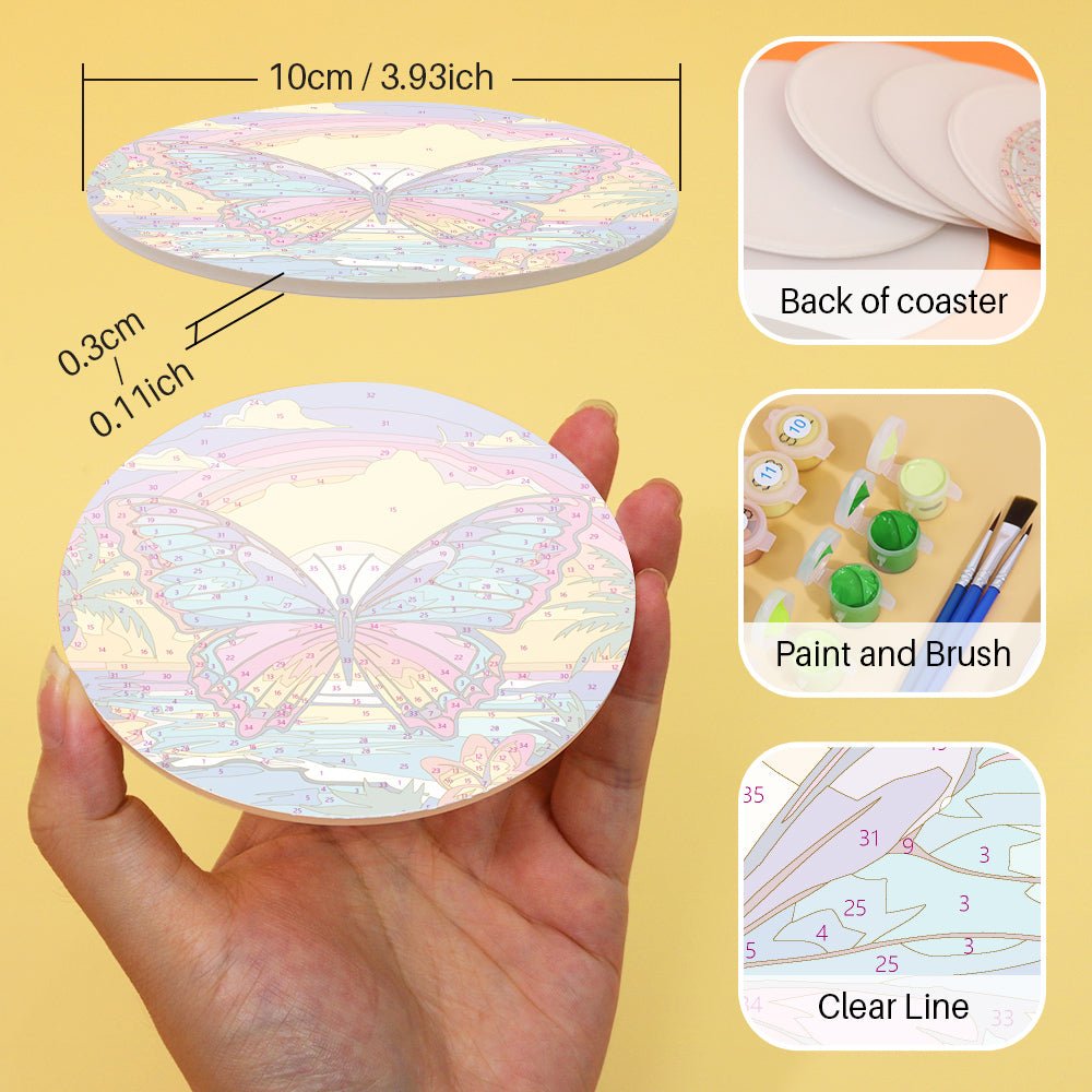 Colorful Nature Wildlife - Coasters Paint by Numbers Kit (6 Pieces) paint by numbers kit