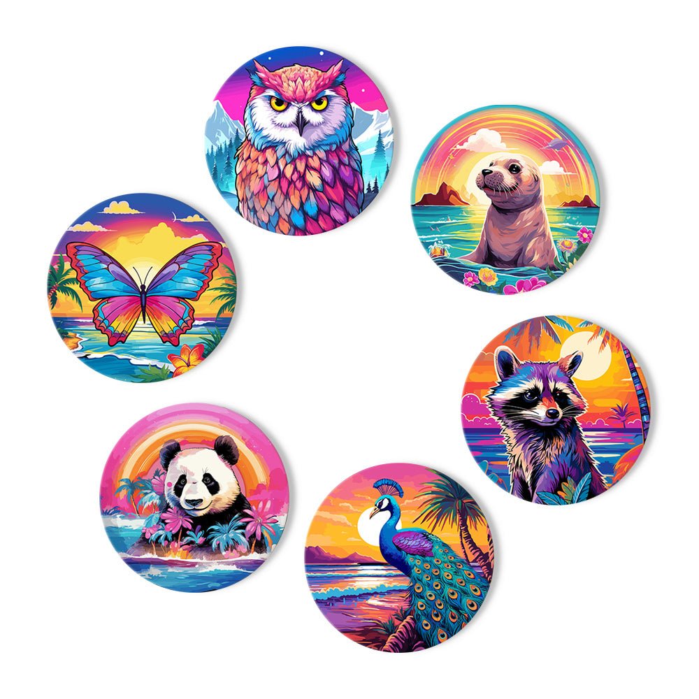 Colorful Nature Wildlife - Coasters Paint by Numbers Kit (6 Pieces) paint by numbers kit