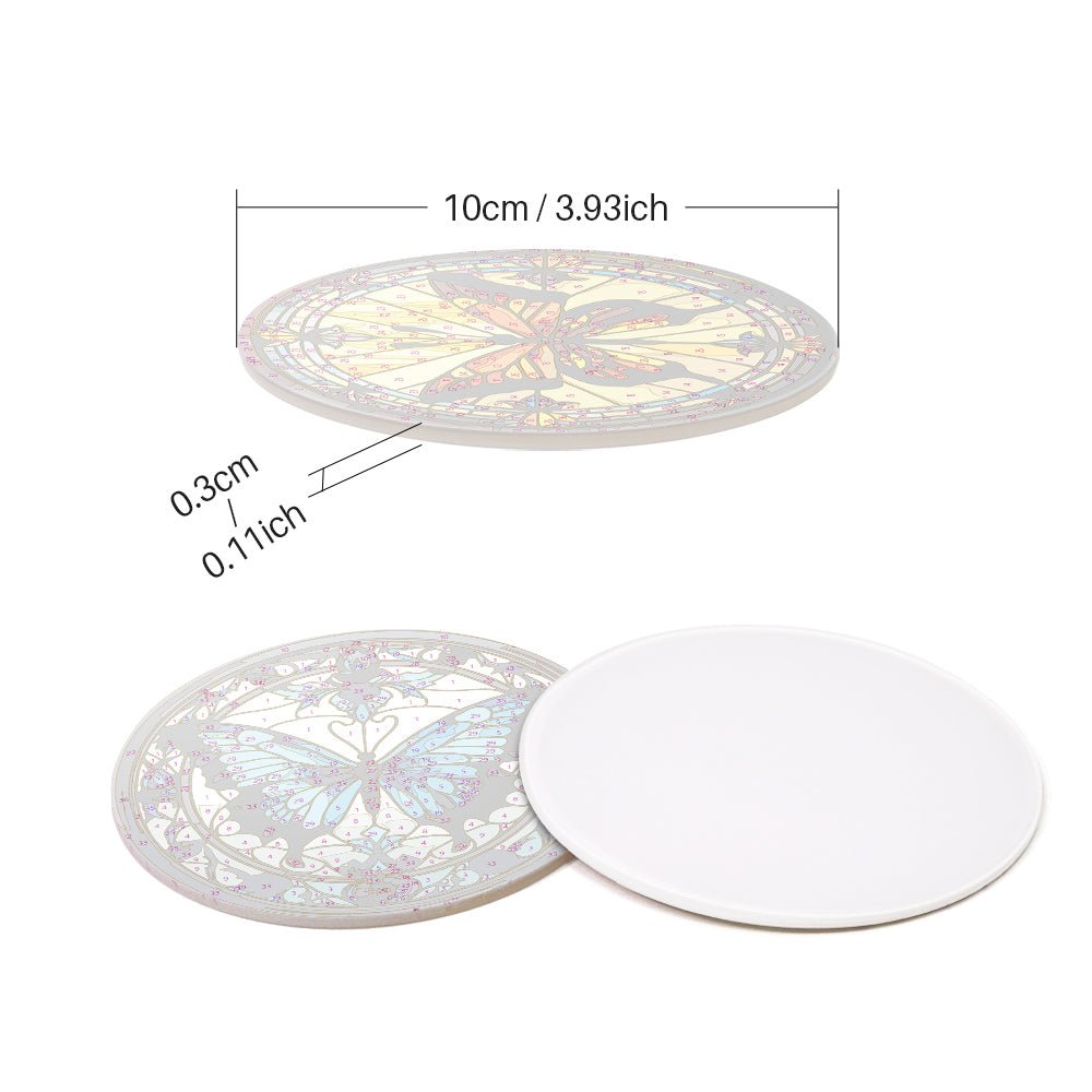 Radiant Butterfly Garden - Coasters Paint by Numbers Kit (4 Pieces) paint by numbers kit
