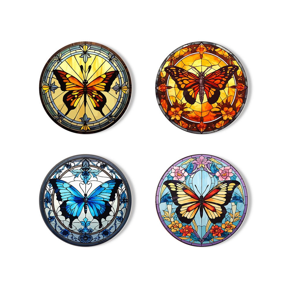 Radiant Butterfly Garden - Coasters Paint by Numbers Kit (4 Pieces) paint by numbers kit