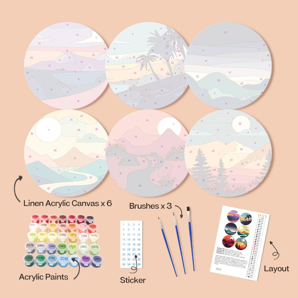 Sunset Horizons (6 Pieces) paint by numbers kit