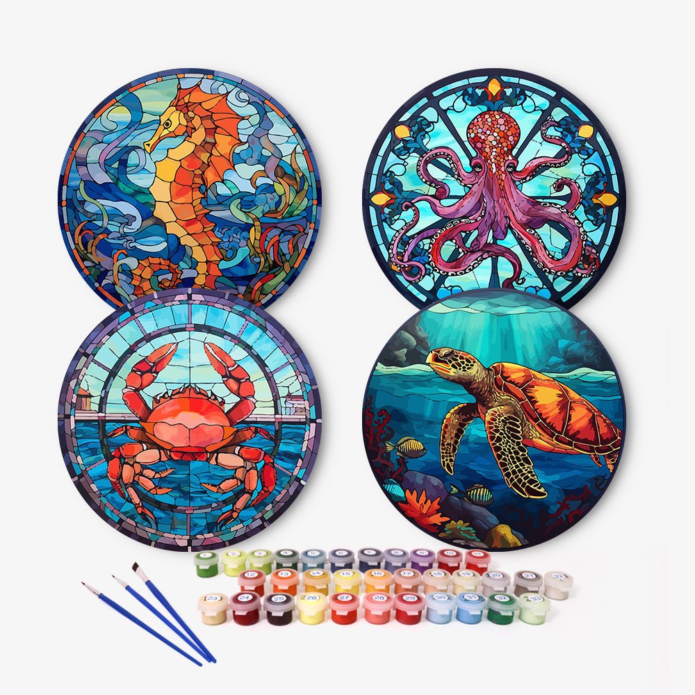 Ocean Mosaic (4 Pieces) paint by numbers kit