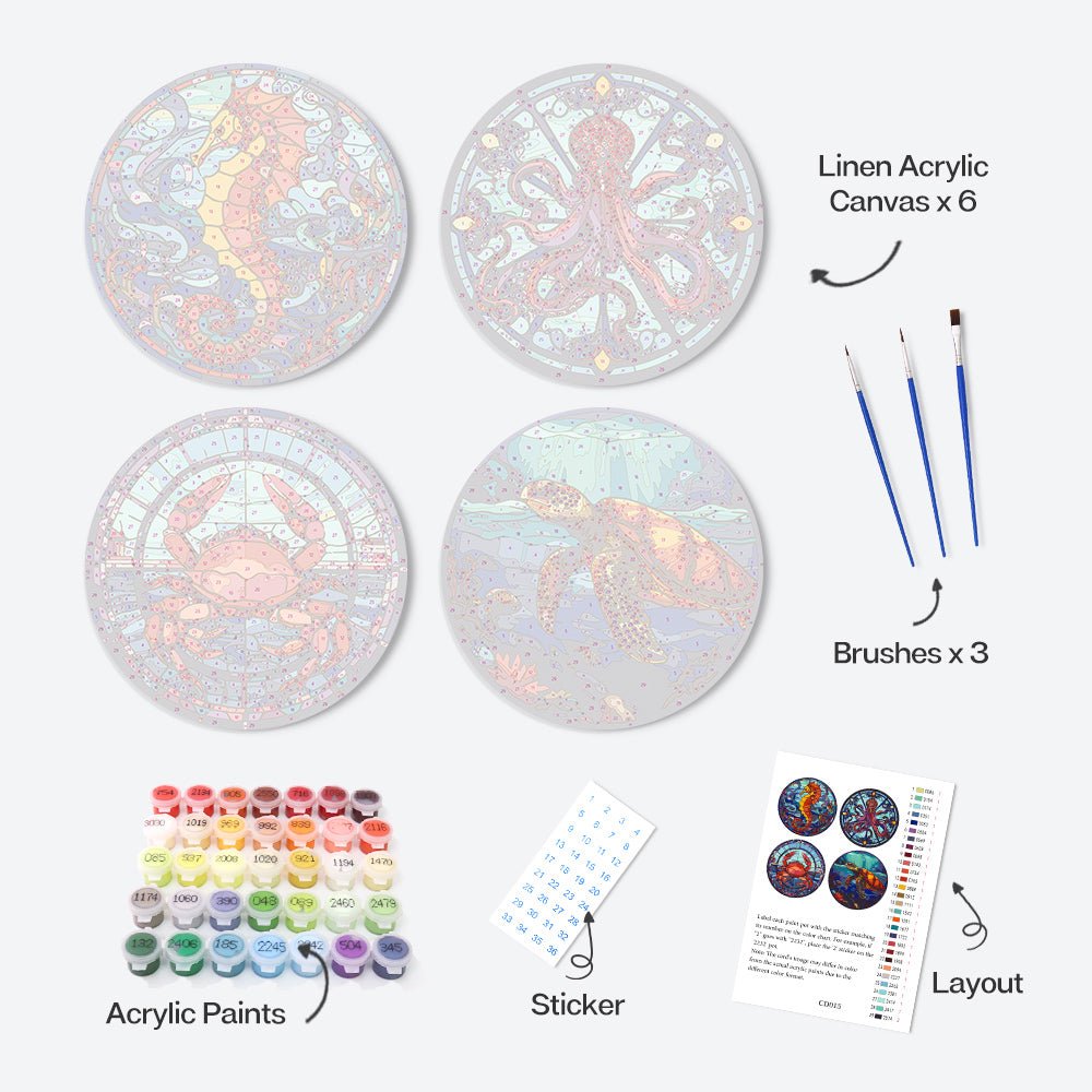 Ocean Mosaic (4 Pieces) paint by numbers kit