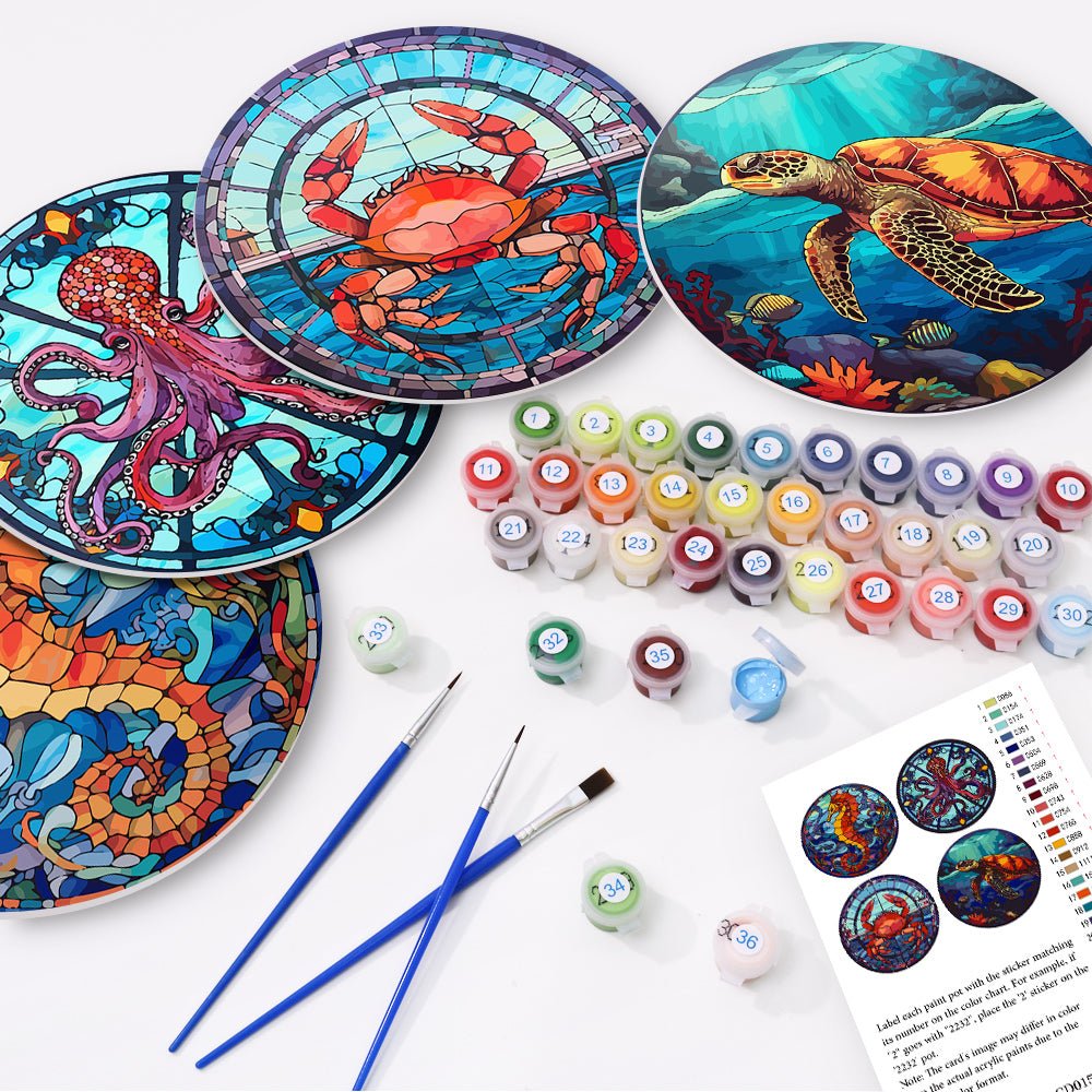Ocean Mosaic (4 Pieces) paint by numbers kit