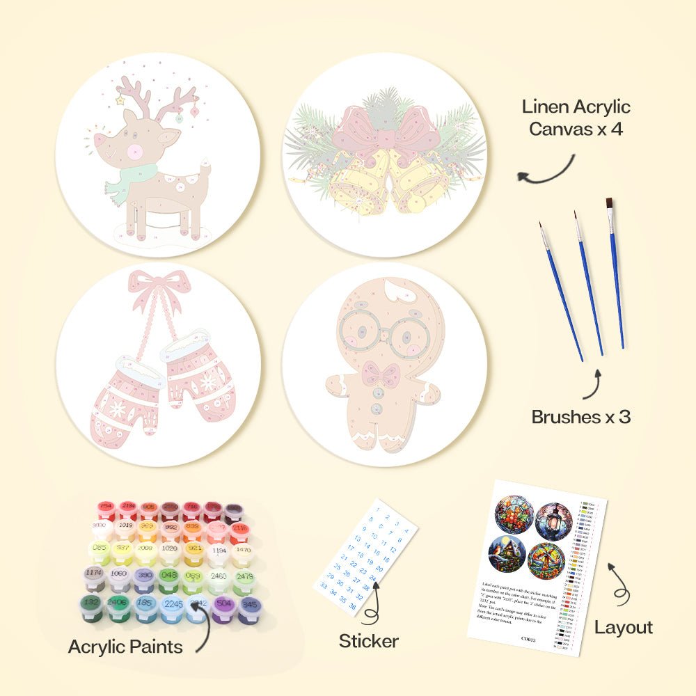 Holiday Cheer (4 Pieces) paint by numbers kit