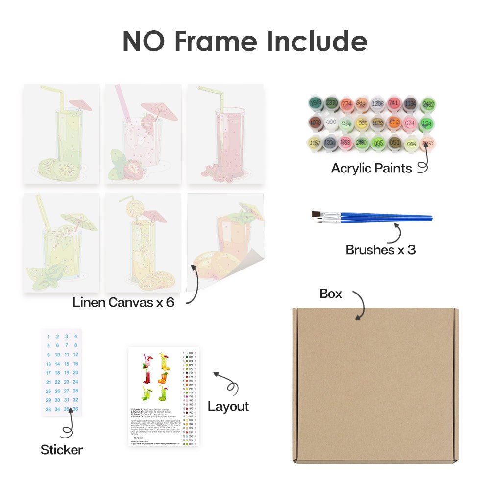 Fresh Juice - Mini Paint by Numbers Kit (6 Pieces) paint by numbers kit