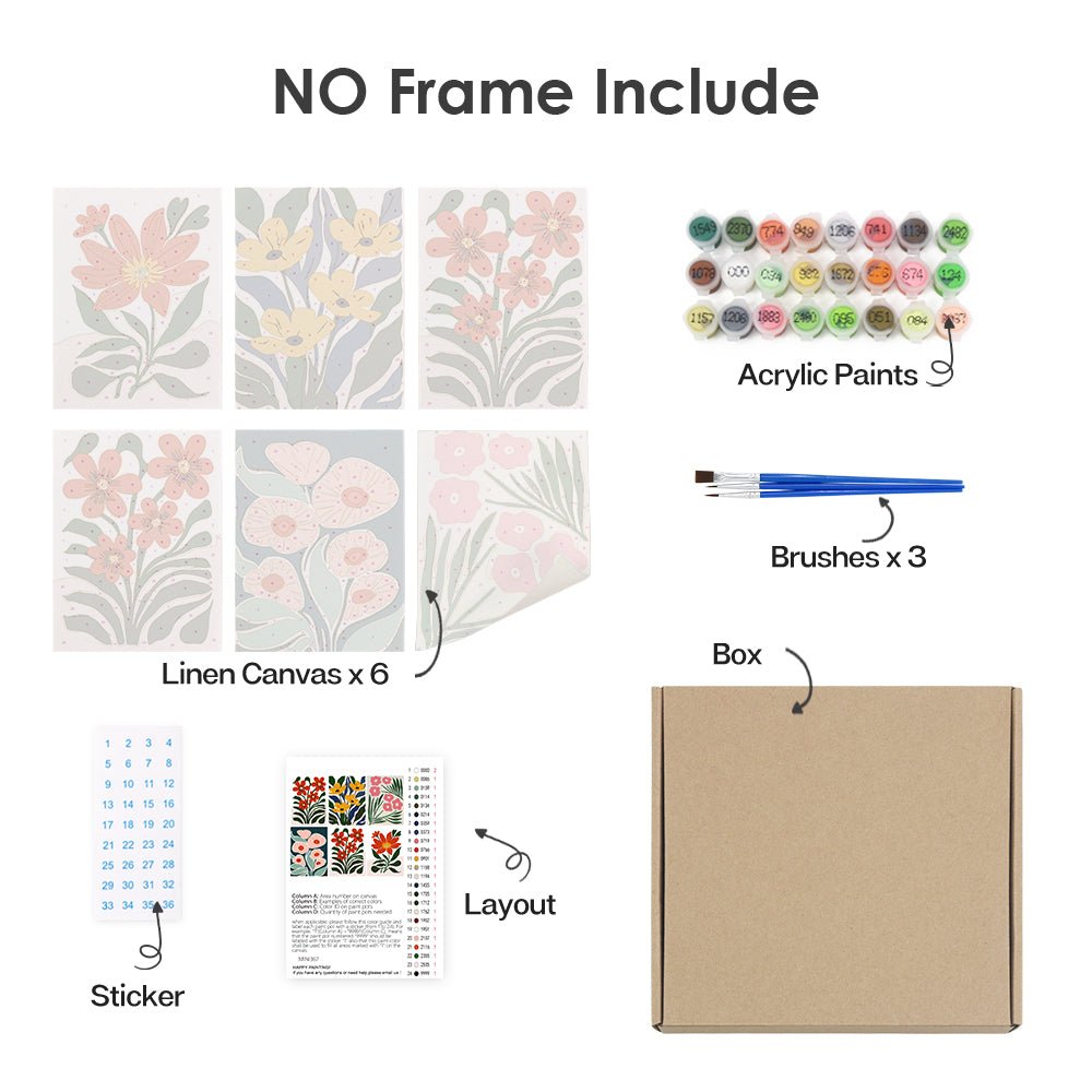 Golden Garden Reverie - Mini Paint by Numbers Kit (6 Piece paint by numbers kit