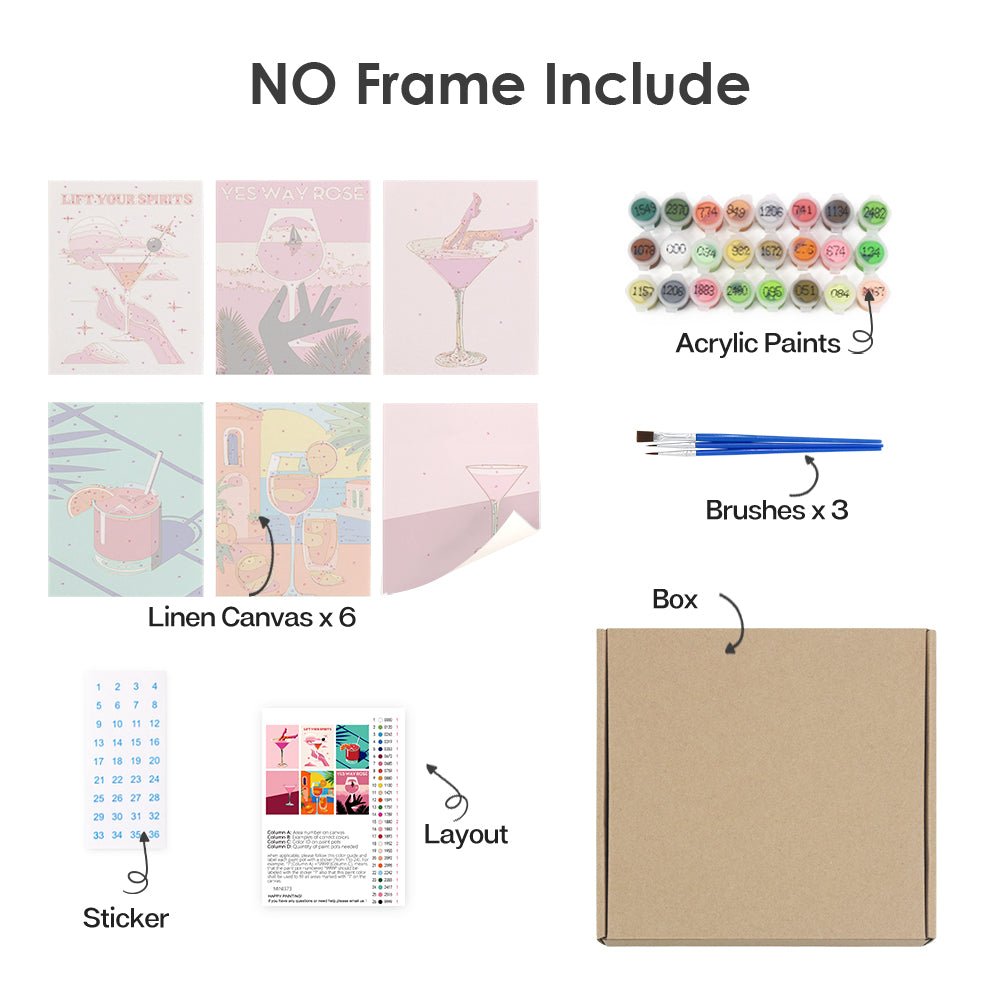 Rosé Hour Reverie - Mini Paint by Numbers Kit (6 Pieces) paint by numbers kit