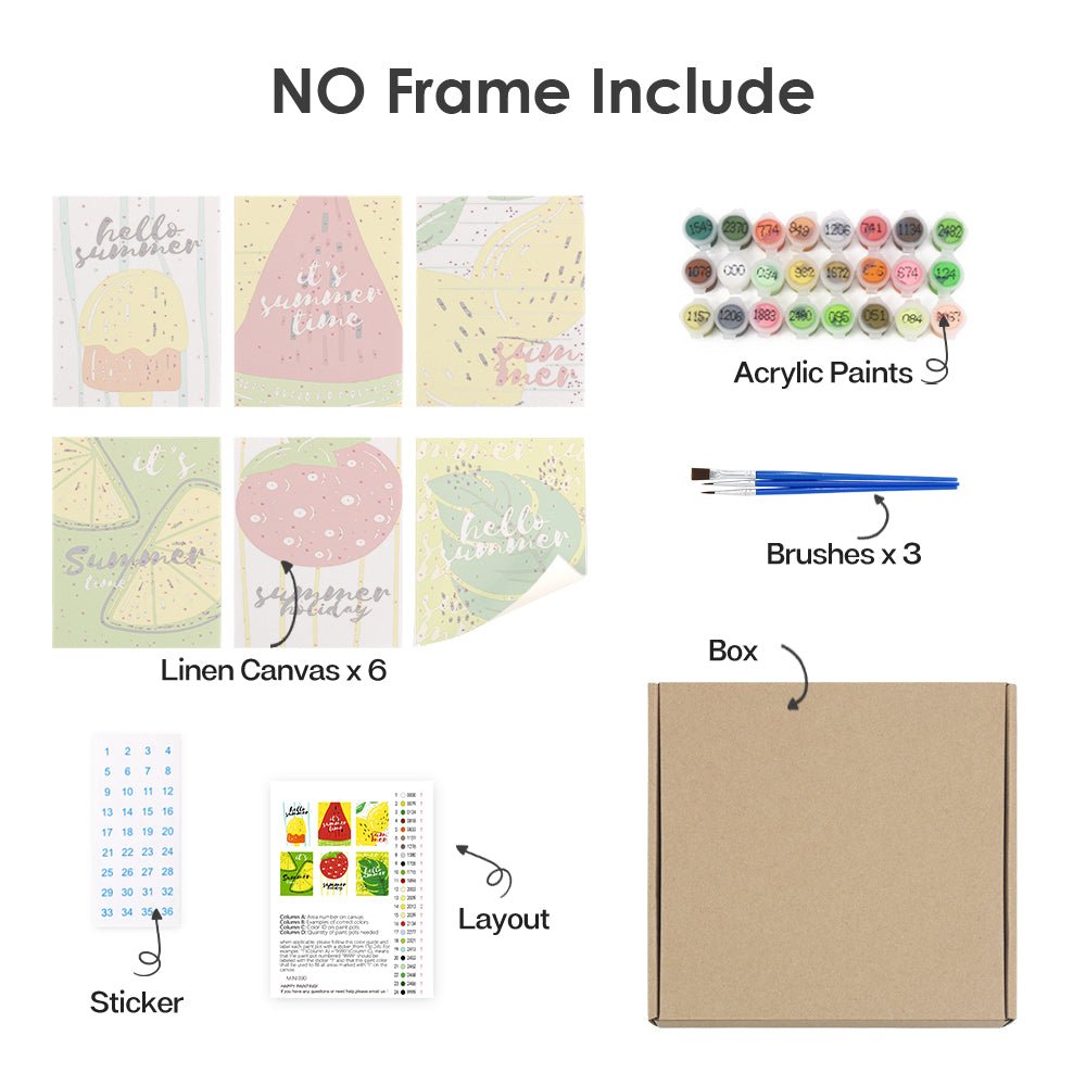 Sweet Summer Joy - Mini Paint by Numbers Kit (6 Pieces) paint by numbers kit