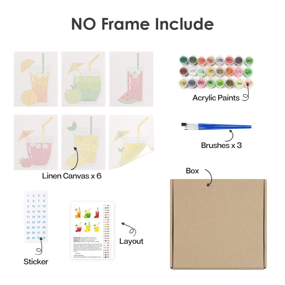 Fresh Juice Moments - Mini Paint by Numbers Kit (6 Pieces) paint by numbers kit